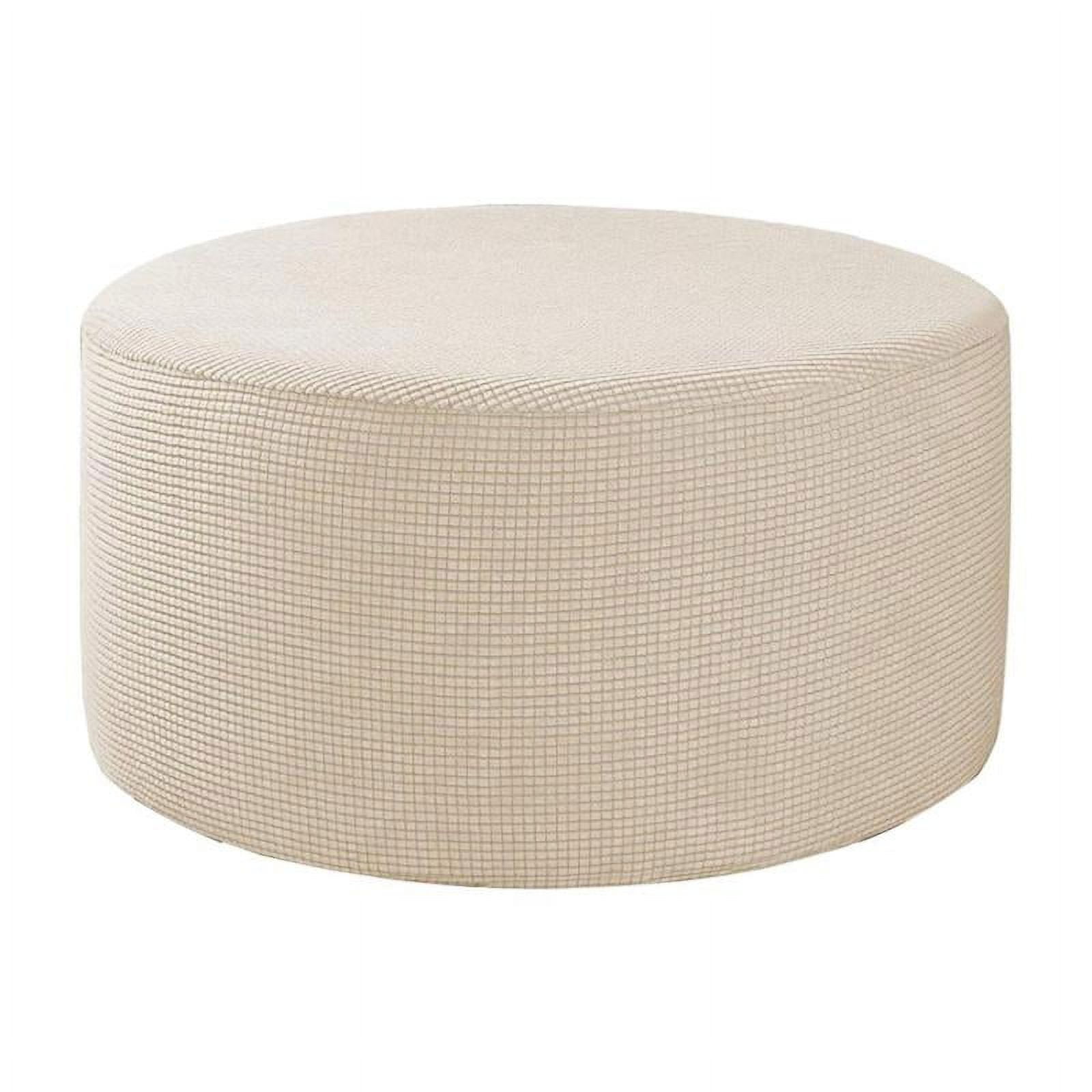 Stretch Round Ottoman Slipcover Footstool Cover Removable Footstool Covers Beige