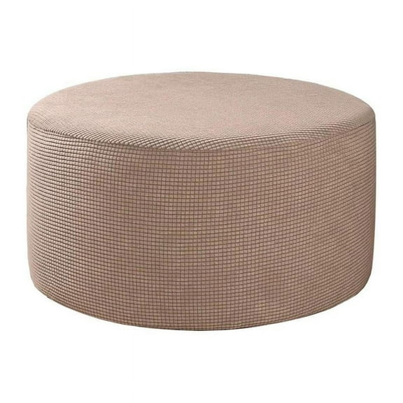 Stretch Round Ottoman Slipcover Footstool Cover Removable Footstool Covers - Kahki