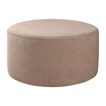 Stretch Round Ottoman Slipcover Footstool Cover Removable Footstool Covers - Kahki