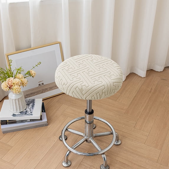 Stretch Round Stool Cover - 12"-14" Diameter Elastic Seat Protector with Non-Slip Edge - Decorative Slipcover for Swivel Chairs, Bar Stools & Home Furniture
