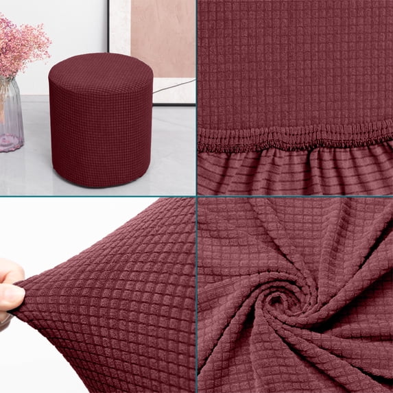 Stretch Round Stool Cover Soft Fabric Waterproof Ottoman Slipcover Washable Protector for Vanity Bedroom Living Room Home Use