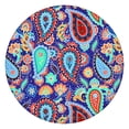 thumbnail image 1 of Stretch Round Tablecloth Boho Floral Design, Elastic Hem for 38 to 42 Inch Tables, 44" Durable Vinyl Cover for Cafe & Home, 1 of 7