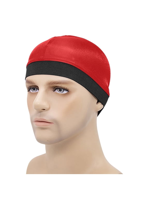 Stretch Satin Wig Cap for Men Wave Cap Silky Durag Liner Soft Elastic Hair Cover Lightweight Head Wrap for Hair Protection One Size