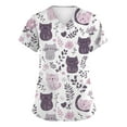 thumbnail image 1 of Stretch Scrubs for Women,Animal Ribbon Print Nurse Tops - Stretchy V-Neck Scrub Shirts with Hidden Pen Pocket - Multicolor - XL, 1 of 5