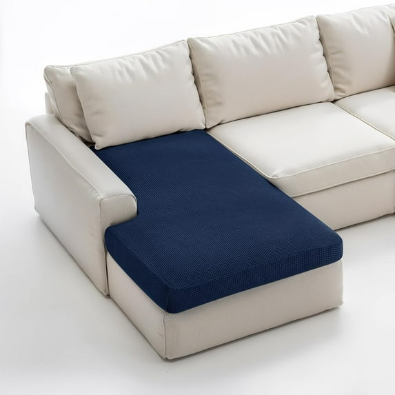 Stretch Sectional Couch Covers 1 Piece Chaise Lounge Slipcover L Shape Separate Cushion, Chaise Couch Cover for Both Left/Right Sectional Couch (Chaise Cover, Navy Blue)