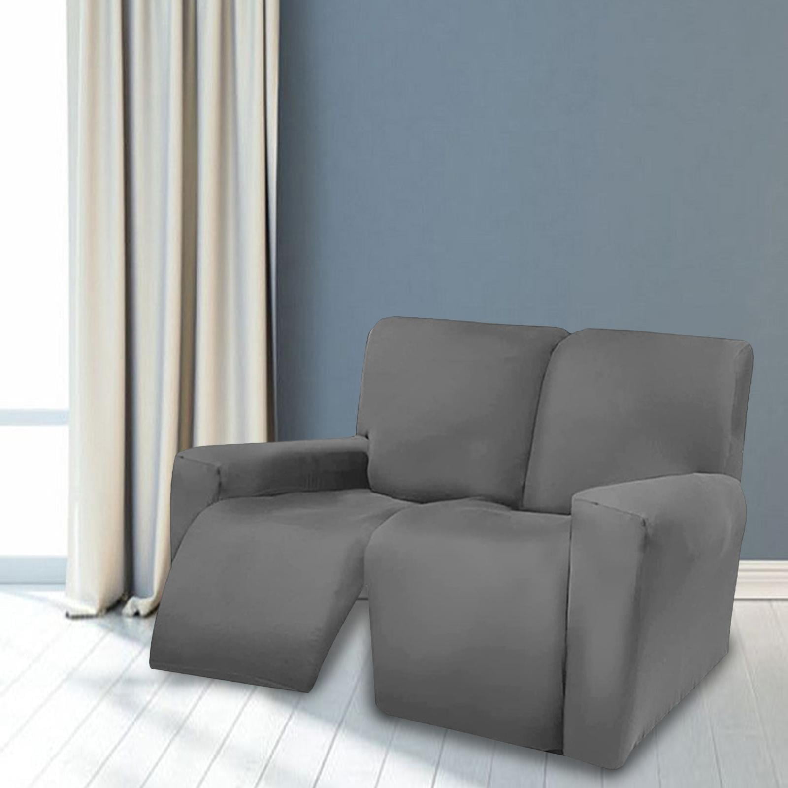 Stretch Sectional Recliner Sofa Slipcover Soft Fitted Fleece Couch Cover Washable Furniture with for Kids Pet Dark Gray 6 Slices
