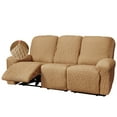 thumbnail image 1 of Stretch Seersucker Recliner Sofa Cover 8-Pieces Country style Reclining Couch Slipcover Simple Home Furniture Protector, 3 Seater/Almond, 1 of 7