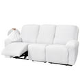 thumbnail image 1 of Stretch Seersucker Recliner Sofa Cover 8-Pieces Country style Reclining Couch Slipcover Simple Home Furniture Protector, 3 Seater/White, 1 of 7