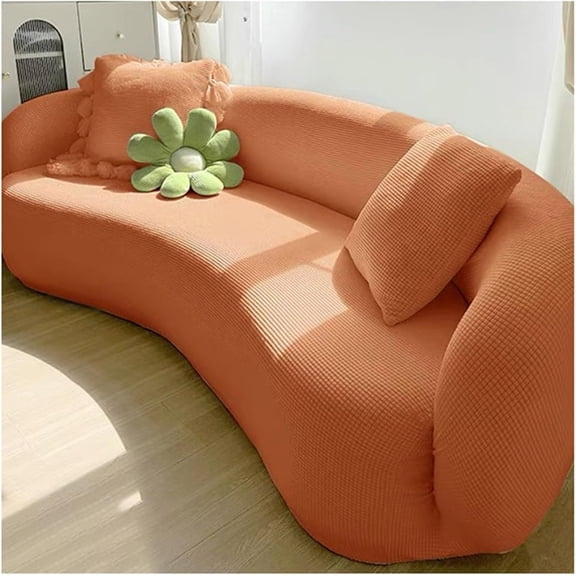 Stretch Semi Circle Curved Sofa Cover Couch Slipcover, Shaped Semi-Circular Curved Sofa Cover for Living Room, Washable Sectional Couch Slipcover(#10,4 seat [ 92-118 in])