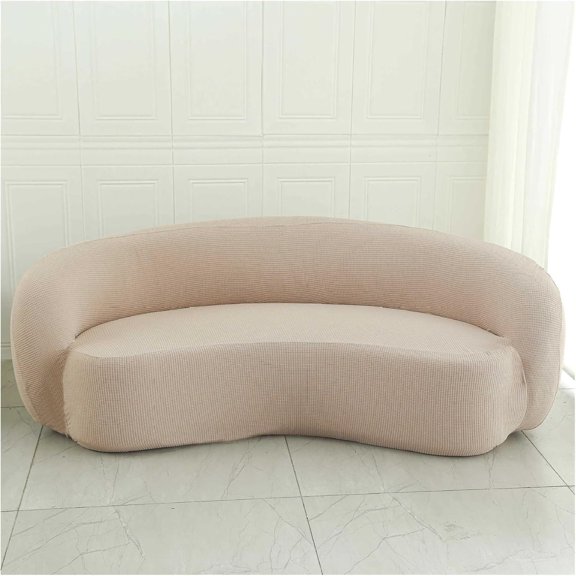 Stretch Semi Circle Curved Sofa Cover, Curved Couch Cover Non-Slip Modern Cloud Sectional Sofa Slipcover(#4)