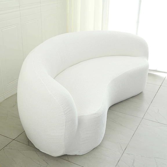Stretch Semi-Circular Curved Sofa Cover, Non-Slip Cloud Couch Cover, Jacquard Couch Covers for Curved Sectional Sofa Slipcover(#8)