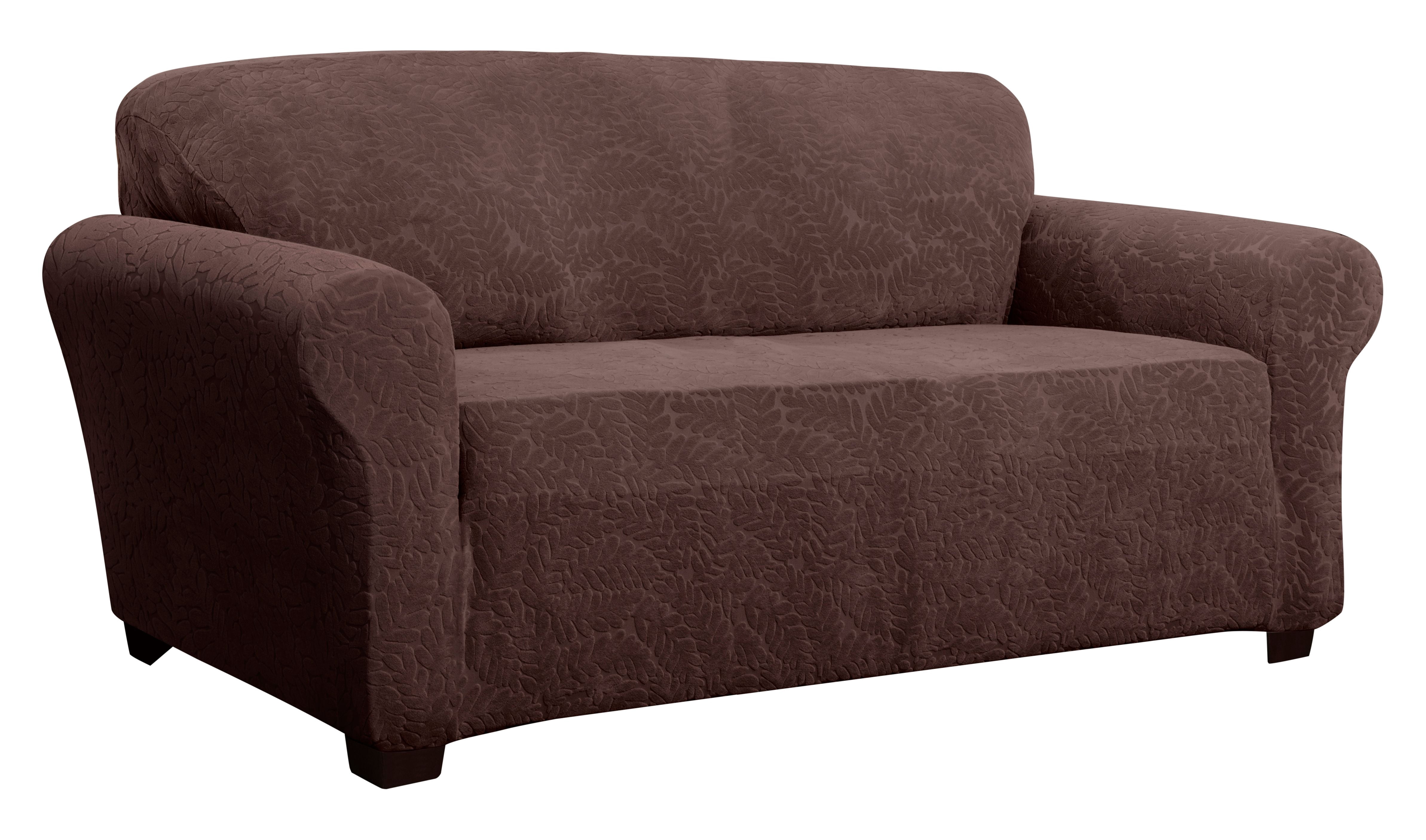 Stretch Sensations 1-Piece Stretch Fernwood Sofa Slipcover, Chocolate