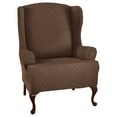thumbnail image 1 of Stretch Sensations 1-Piece Stretch Newport Wing Chair Slipcover, Cocoa, 1 of 6