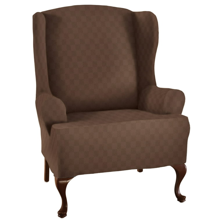 Stretch Sensations 1 Piece Stretch Newport Wing Chair Slipcover Cocoa Walmart