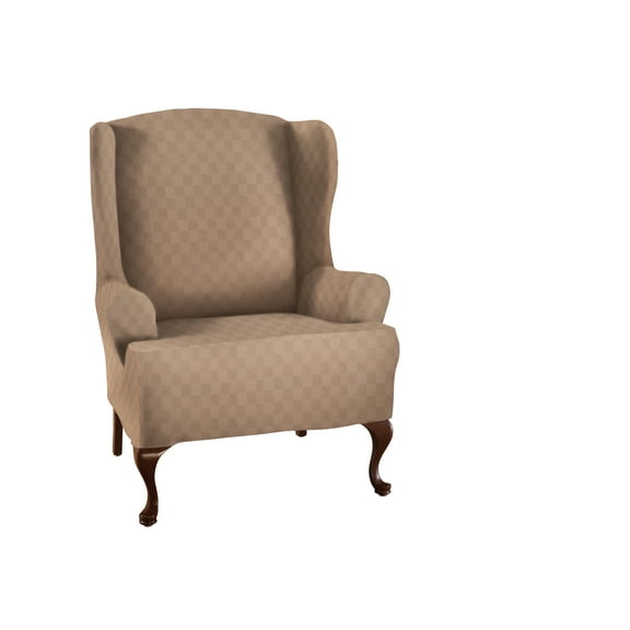 Stretch Sensations 1-Piece Stretch Newport Wing Chair Slipcover, Wheat