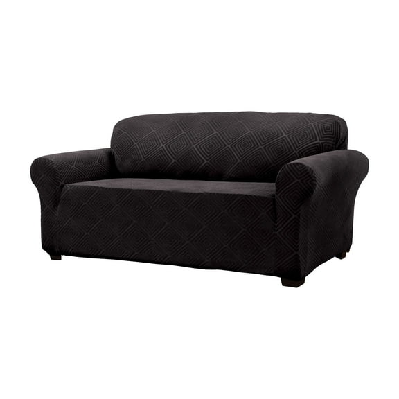 Stretch Sensations 1-Piece Stretch Shapely Diamond Sofa Slipcover, Black