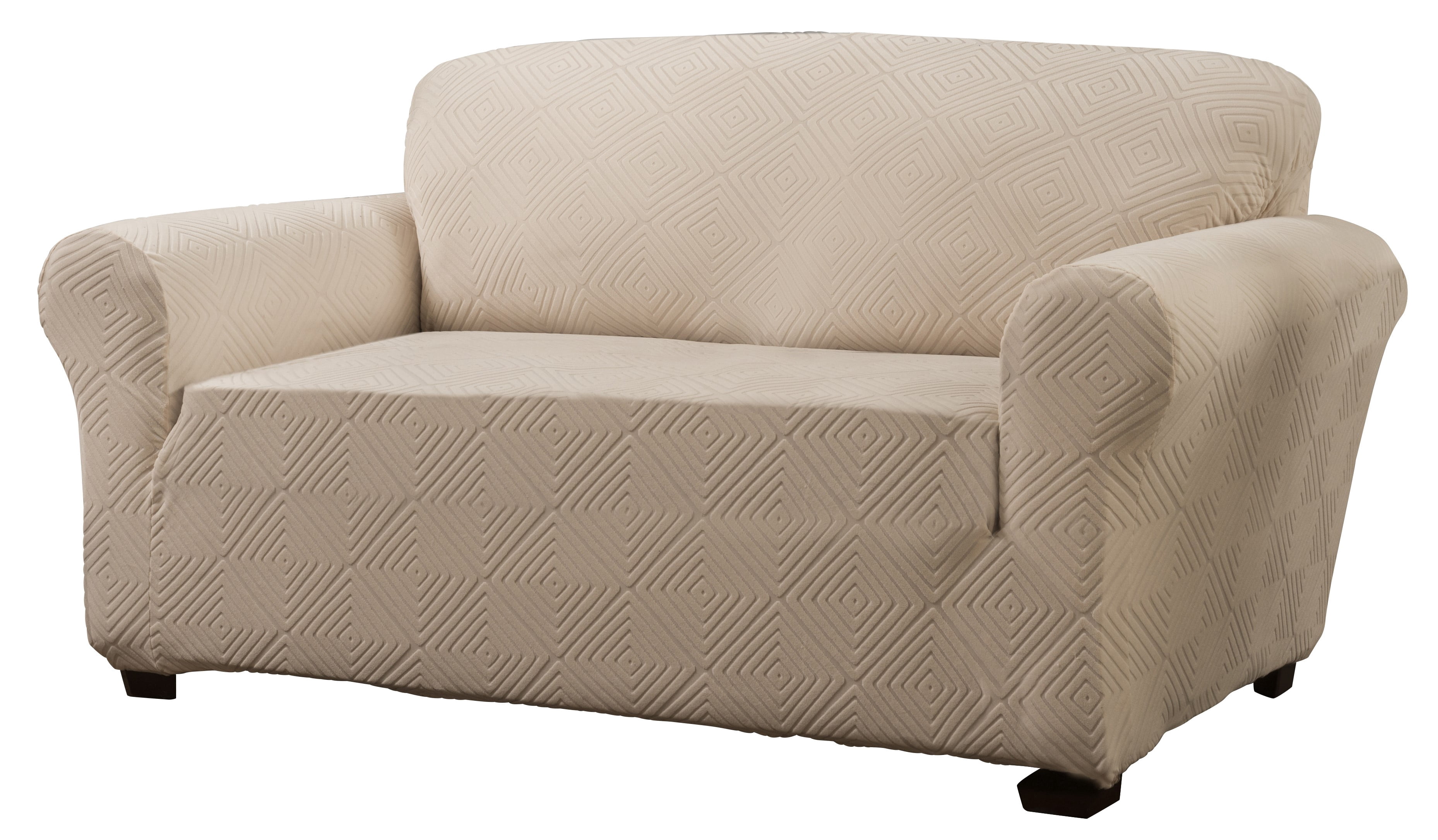 Stretch Sensations 1-Piece Stretch Shapely Diamond Sofa Slipcover, Ivory