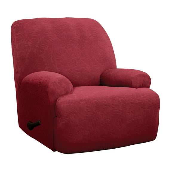 Stretch Sensations 4-Piece Stretch Fernwood Jumbo Recliner Slipcover, Burgundy