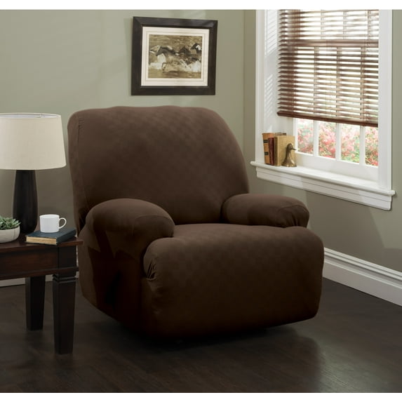 Stretch Sensations 4-Piece Stretch Newport Jumbo Recliner Slipcover, Chocolate