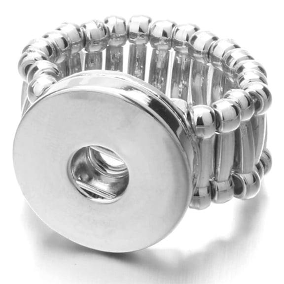Stretch Simple Finger Ring Silver Snap Jewelry Fits 18MM 20MM Ginger Charm Buttons