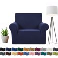 thumbnail image 1 of Stretch Single Sofa Slipcover 1 Piece Couch Sofa Cover Furniture Protector 1 Seater Sofa with Elastic Bottom for Kids and Pets,Jacquard Small Checked Pattern Fabric（with Velcro）, 1 of 10