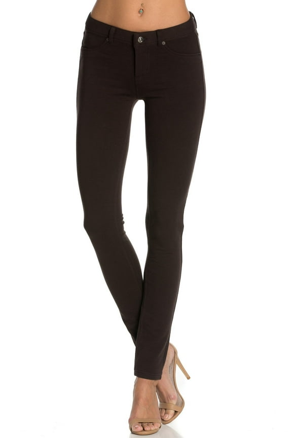 Stretch Skinny Knit Jegging Pants (Brown)