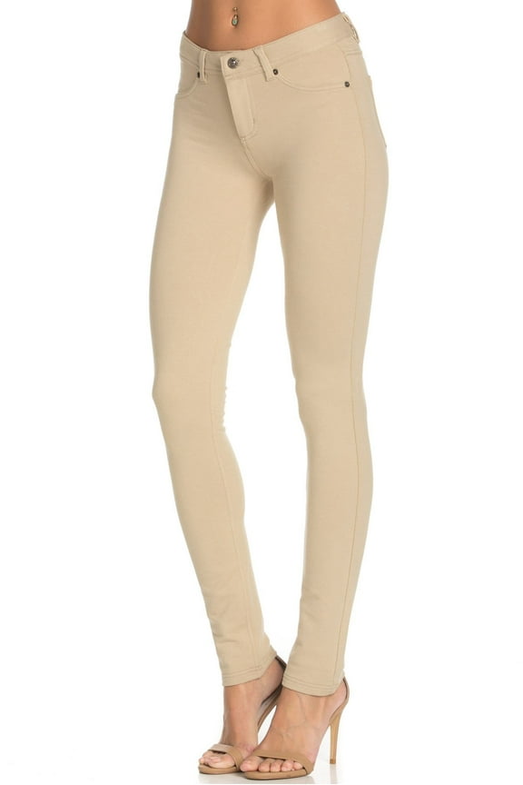 Stretch Skinny Knit Jegging Pants (Khaki)