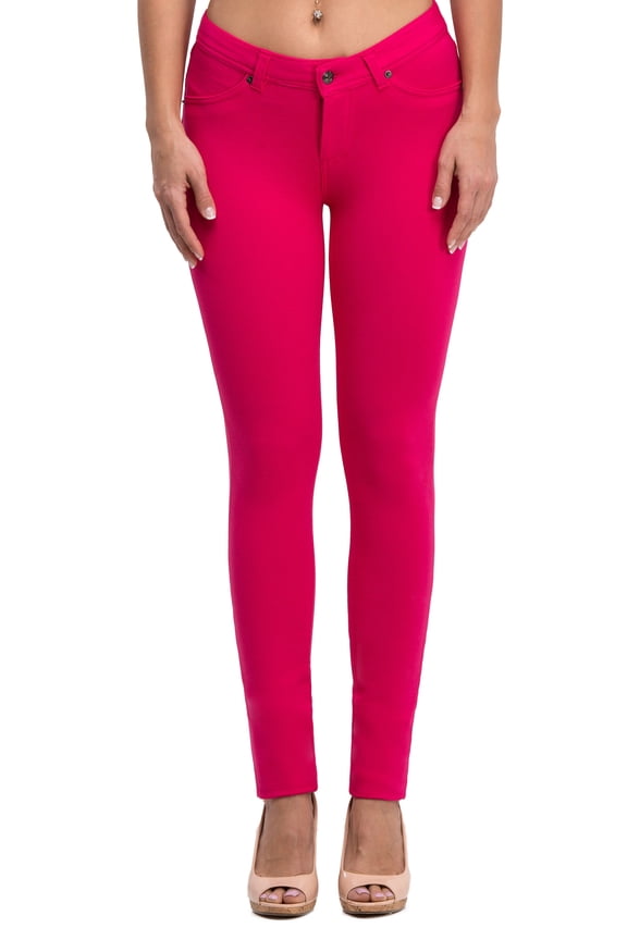 Stretch Skinny Knit Jegging Pants (Magenta)