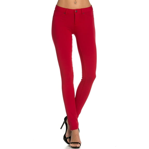 Stretch Skinny Knit Jegging Pants (Red)