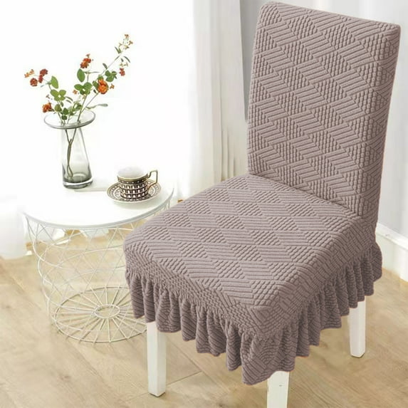 Stretch Slipcovers, Dining Chair Covers, Kitchen Seat Protectors with Skirt, Spandex Fabric, Washable, Wedding Banquet Decor, 1-Pack