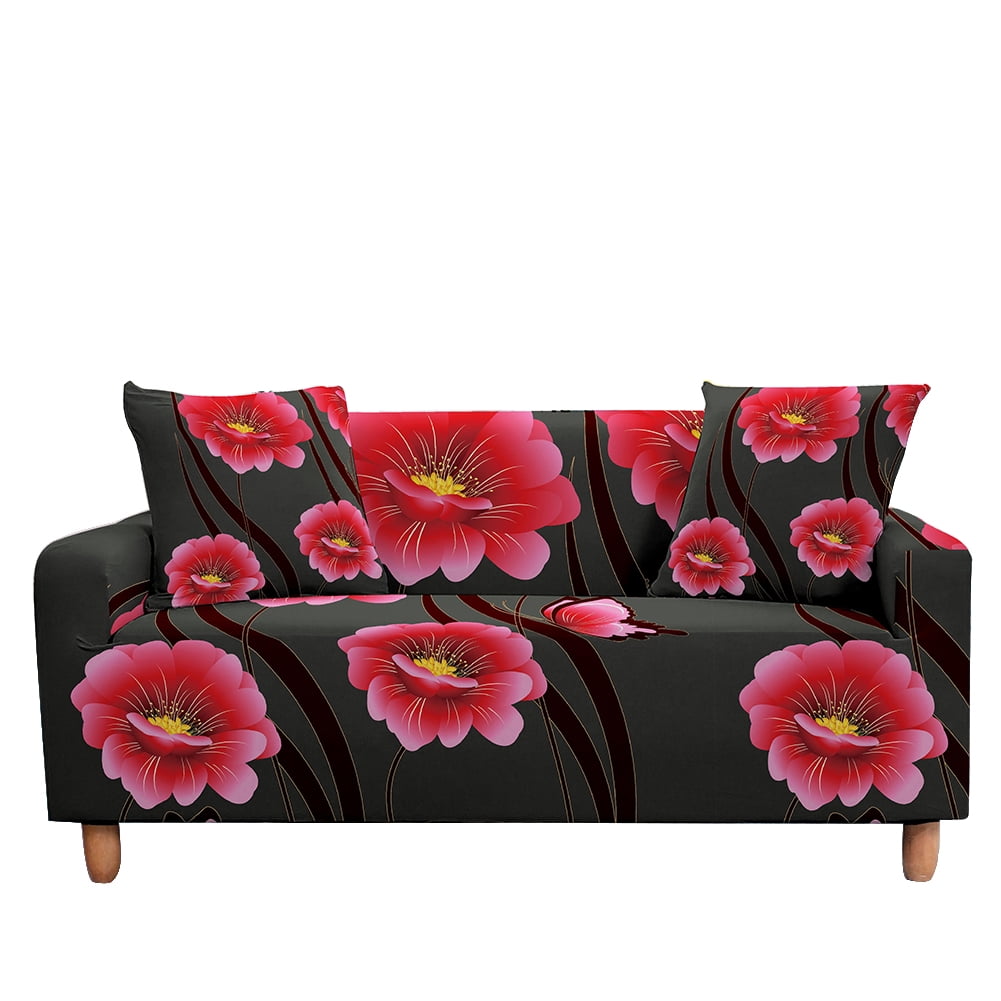 Stretch Sofa Cover Elastic 2/3 Seaters Couch Cover Flowers for Living ...