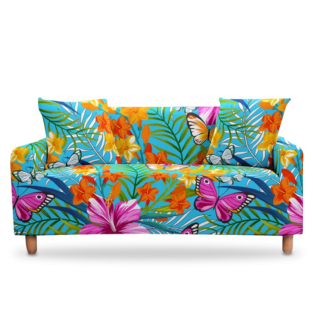 Stretch Sofa Cover Elastic 2/3 Seaters Couch Cover Flowers for Living ...