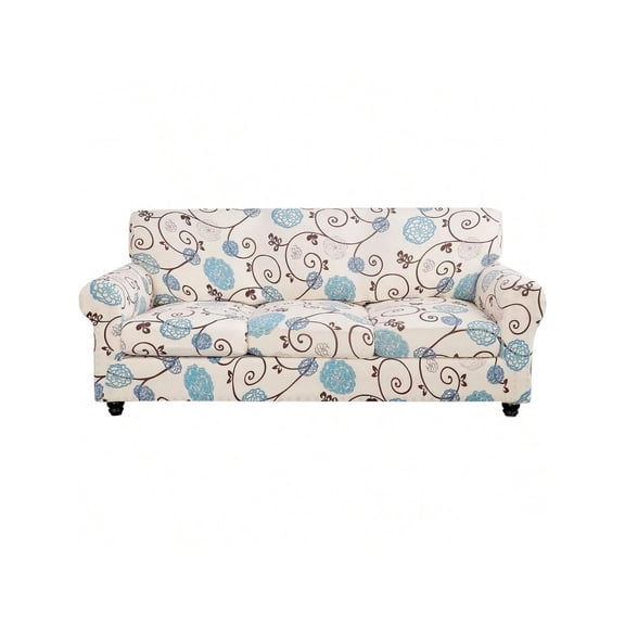 Stretch Sofa Cover Printed Couch Cover Floral Pattern 4 Pieces Sofa Slipcover With 3 Separate Cushion Cover Washable Furniture Protector For Living Room Sofa Ball Flower