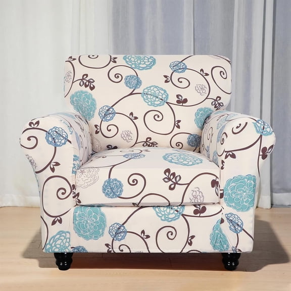 Stretch Sofa Cover Printed Couch Covers, Floral Pattern Armchair Slipcover with Separate Chair Cushion Cover, Washable Furniture Protector for Living Room