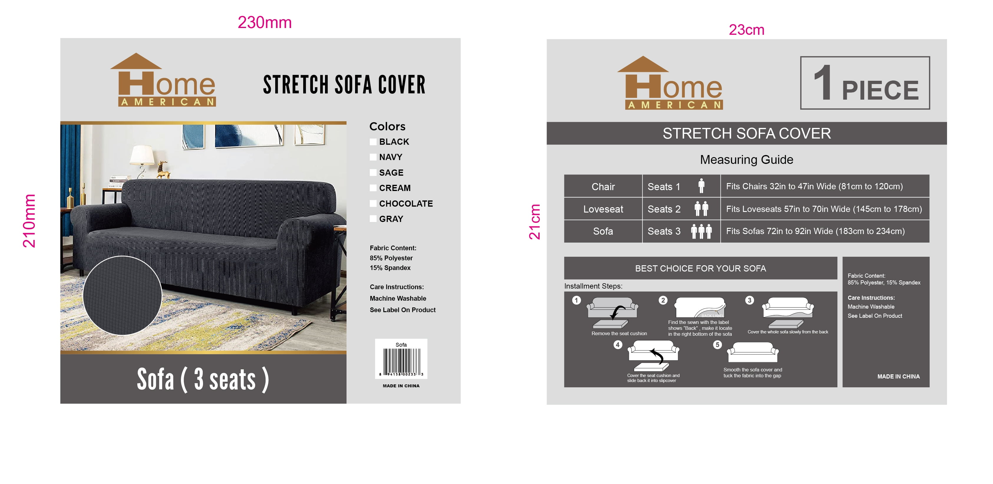 Stretch Sofa Cover - Sage