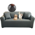 thumbnail image 1 of Stretch Sofa Cover Slipcover, Couch Covers for 3 Cushion Couch Sofa (74"-90") Furniture Protector 3 Seater Sofa with Elastic Bottom (Gray), 1 of 7