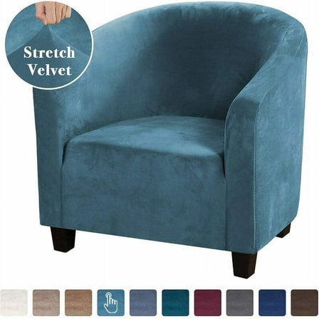 Stretch Sofa Cover Velvet Tub Chair Cover Furniture Protector Fabric Super Soft Couch Slipcover for Club Bar Counter Home (Blue)