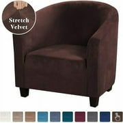 Stretch Sofa Cover Velvet Tub Chair Cover Furniture Protector Fabric Super Soft Couch Slipcover for Club Bar Counter Home Brown
