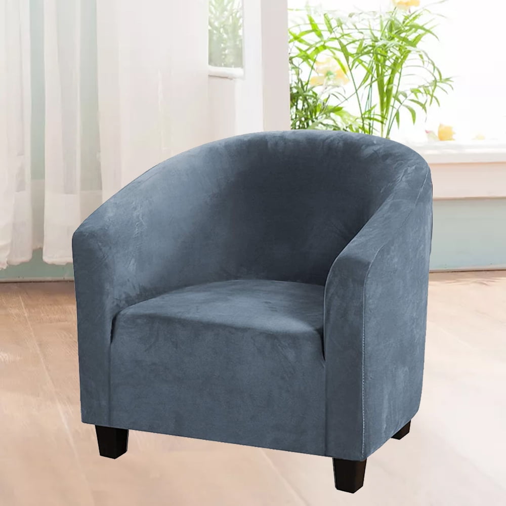 Stretch Sofa Cover Velvet Tub Chair Cover Furniture Protector Fabric Super Soft Couch Slipcover for Club Bar Counter Home (Grey/Blue)