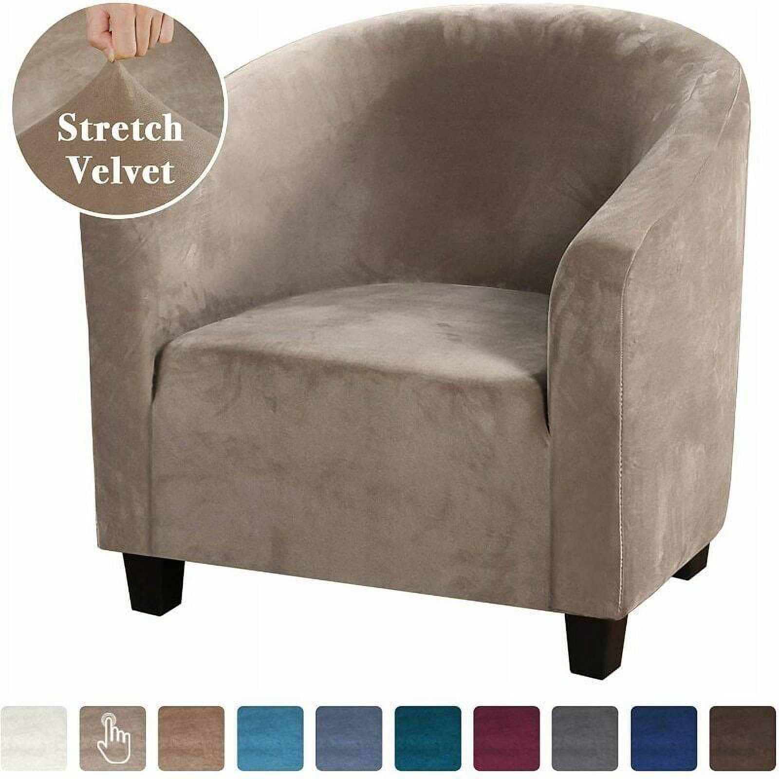 Stretch Sofa Cover Velvet Tub Chair Cover Furniture Protector Fabric Super Soft Couch Slipcover for Club Bar Counter Home (Light Brown)