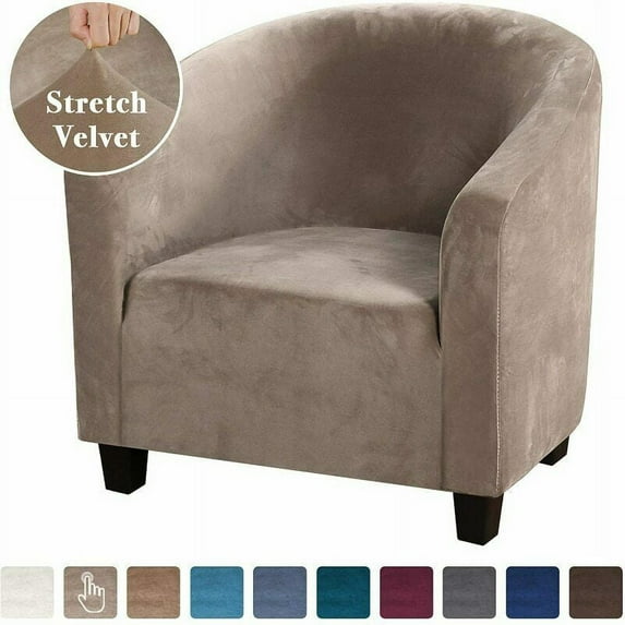 Stretch Sofa Cover Velvet Tub Chair Cover Furniture Protector Fabric Super Soft Couch Slipcover for Club Bar Counter Home (Light Brown)