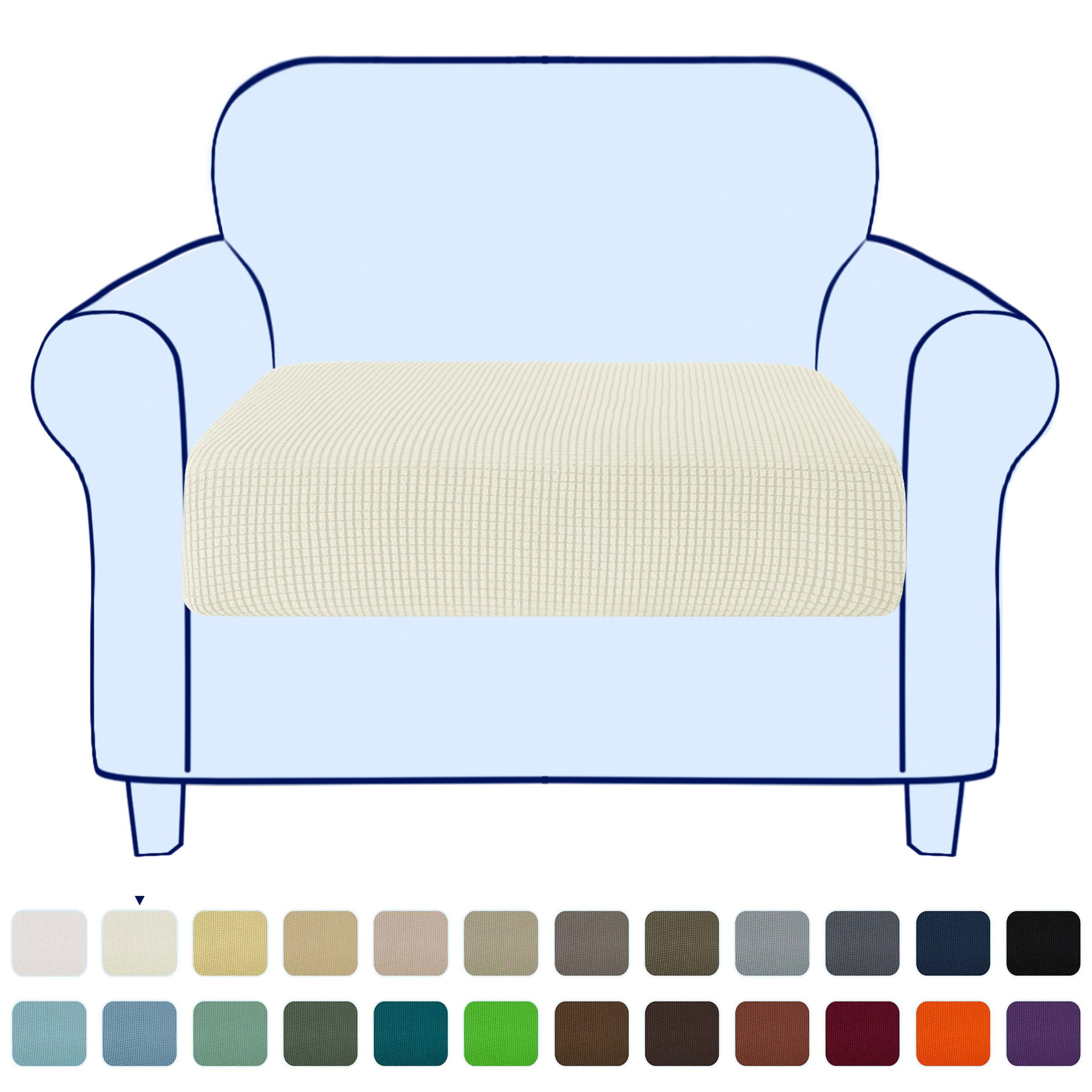 Stretch Sofa Seat Cushion Cover Couch Covers Furniture Protector (Armchair, Ivory)
