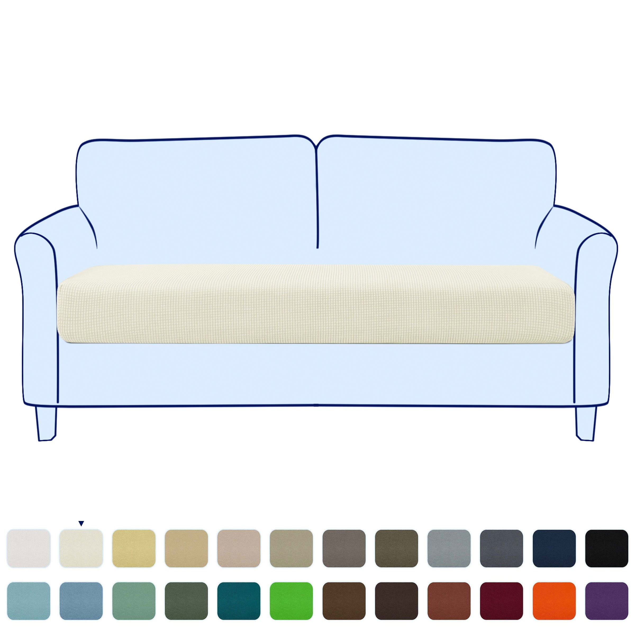 Stretch Sofa Seat Cushion Cover Couch Covers Furniture Protector (Loveseat, Ivory)