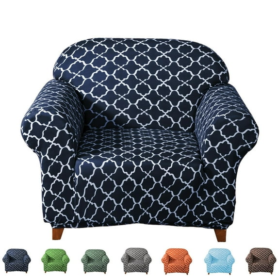 Stretch Sofa Slipcover 1-Piece Non Slip Couch Sofa Cover, Washable Sofa Protector with Elastic Bottom 1-4 Seater For Moving Furniture Living Room(Armchair 1-seater,Navy blue)