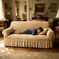 thumbnail image 1 of Stretch Sofa Slipcover, Nonslip Couch Cover with Elastic Bottom, Washable Furniture Protector for 2-5 Seater Couches, Pet Friendly, Soft Breathable Fabric for Living Room, 1 of 9