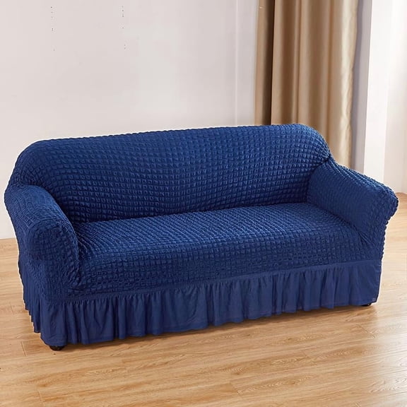 Stretch Sofa Slipcover with Skirt, Washable Fitted Cushion Couch Cover | High Stretch Sofa Slipcovers, Ruffle Couch Slipcover, Universal Slip Cover with Skirt, Easy Fit Universal Furniture Protector