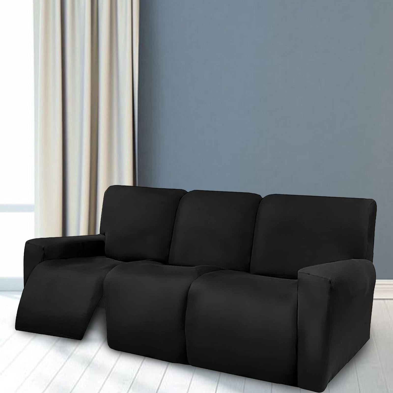 Stretch Soft Couch Cover, Soft Washable with Elastic, Furniture Sofa Slipcover for Cushion Couch, Kids, Pets Black