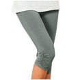 thumbnail image 1 of Stretch Soft High Waisted Capri Jeggings Womens Side Ruched/Lace Summer Beach Casual Short Leggings Plus Size (XX-Large, Gray), 1 of 7