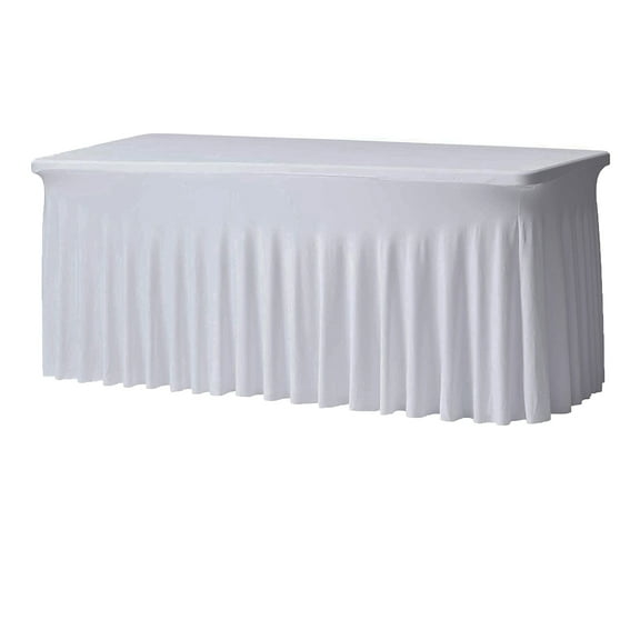 Stretch Spandex 6 ft Rectangular Wavy Draping Table Cover White