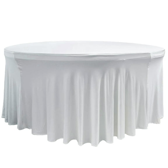 Stretch Spandex 6 ft Round Wavy Draping Table Cover White